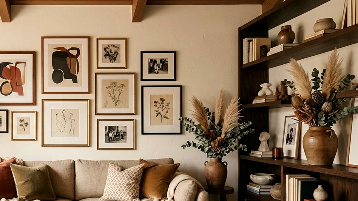 Reading nook styled with an armchair, throw blanket, lamp and fresh neutral paint