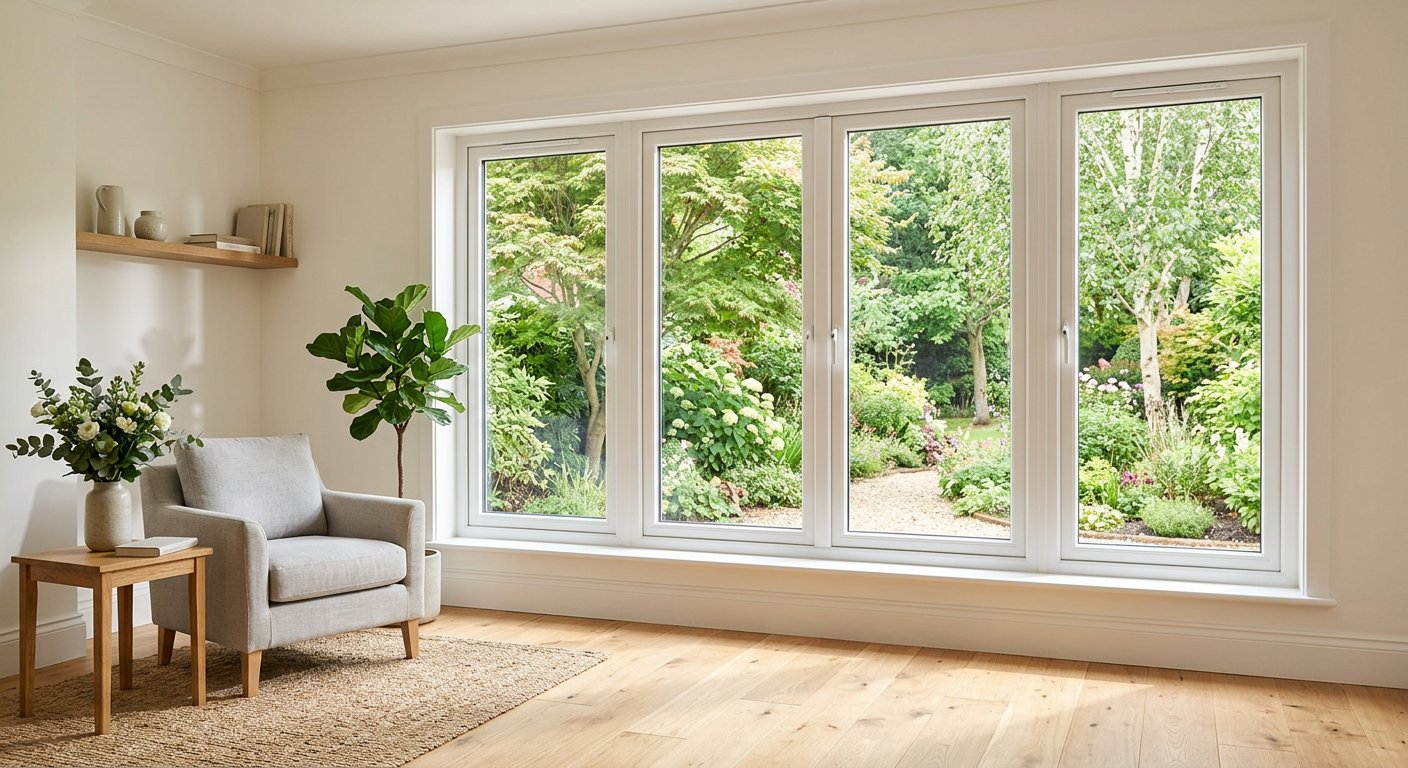 Newly installed energy efficient windows with garden views